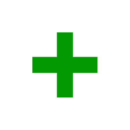 Simple green plus sign icon isolated on white background. Vector illustration.のイラスト素材