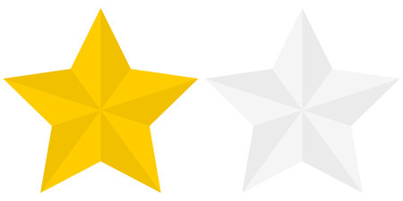 Set of gold and silver flat star icons isolated on white background. Vector illustration.のイラスト素材