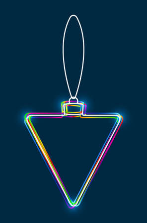 Abstract colorful Christmas ball on a string consisting of multicolored outlines with glowing light effect on dark blue background. Vector illustration.のイラスト素材