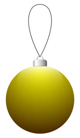 Glossy yellow Christmas ball on the string isolated on white background. Vector illustration.のイラスト素材