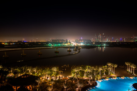 beach Bay lights of the night city Dubaiの写真素材