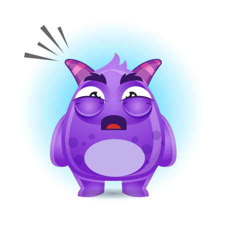Illustration vector graphic of Cartoon Cute Monster Surprised Facial Expression. Perfect for a business website, brochure, social media illustration, mascot.のイラスト素材