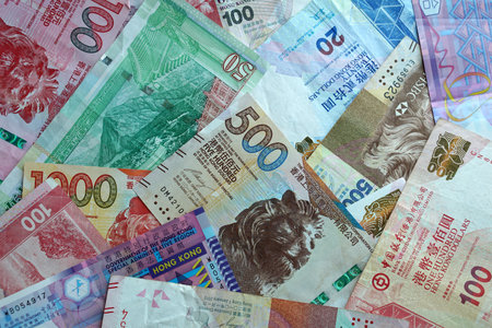 Variety of the banknotes of the world useful as a background, Hong Kong dollars