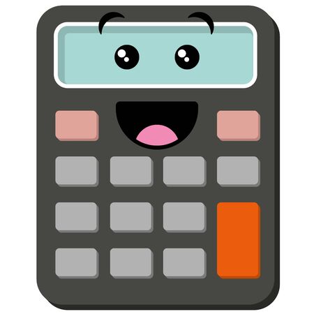Cute cartoon face on calculator. fun kids school math learning vectorのイラスト素材