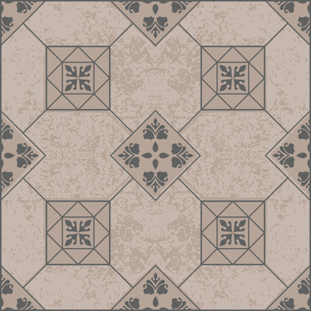 Brown ceramic tile with seamless, floral pattern.のイラスト素材
