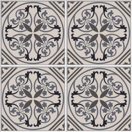 Portuguese tiles seamless pattern. Vintage background - Victorian ceramic tile in vectorのイラスト素材
