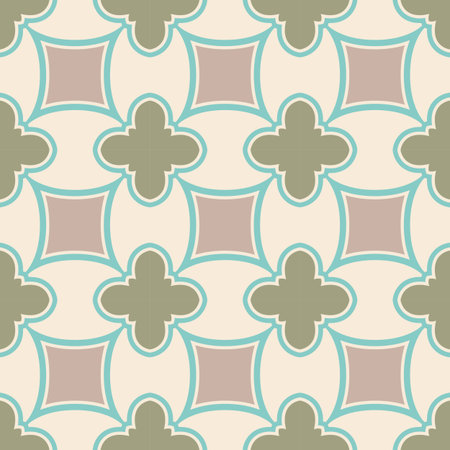 Seamless geometric pattern with rhombus and flowers.のイラスト素材