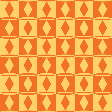 Yellow orange seamless geometric pattern with rhombus and squares.のイラスト素材