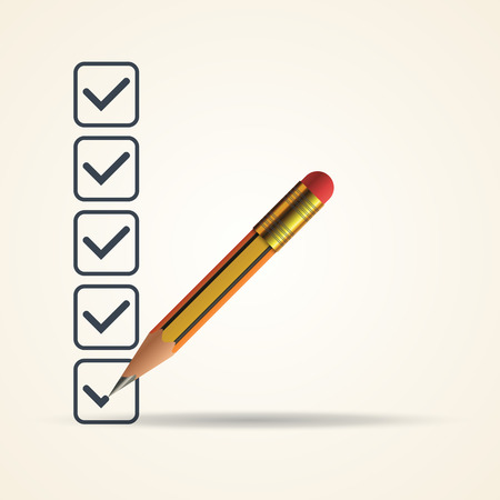 Checklist with a yellow pencil.のイラスト素材