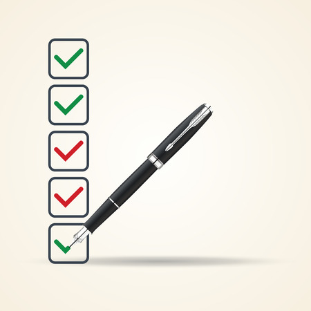 Pen and check boxes, vector.のイラスト素材