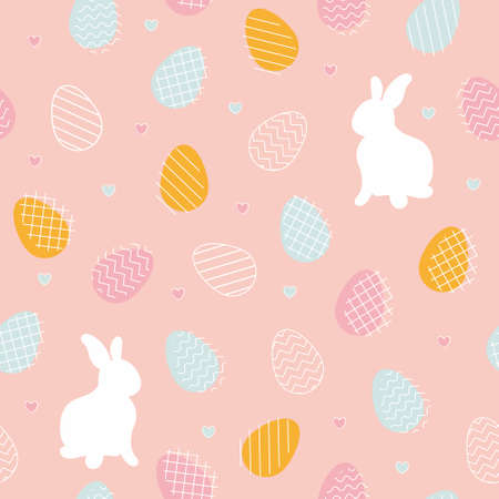 Vector seamless pattern with Easter eggs and bunnies. great for banners, wallpapers, wrapping, textiles - vector designのイラスト素材