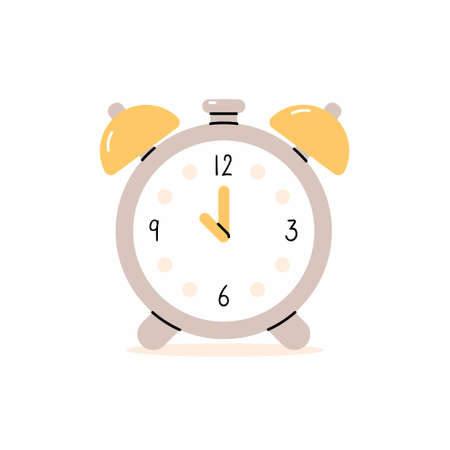 Simple alarm clock isolated on white background. vector illustrationのイラスト素材