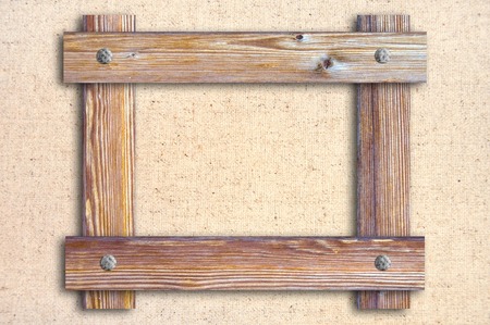 wooden frame on the background of the ropeの写真素材