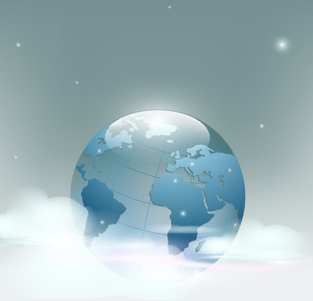 Vector Planet Earth is covered by cloudsのイラスト素材