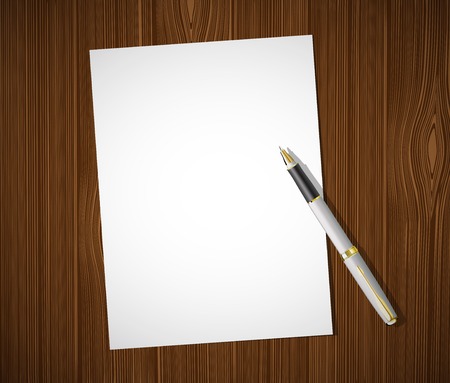 White sheet on a wooden tableのイラスト素材