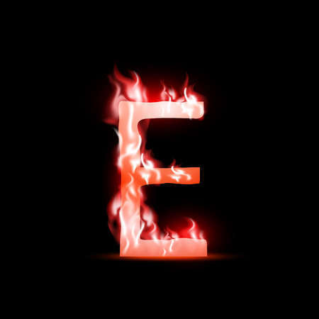 vector letter with red fireのイラスト素材