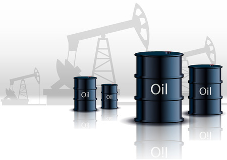 Oil pump oil rig energy industrial machine and barrels of oilのイラスト素材