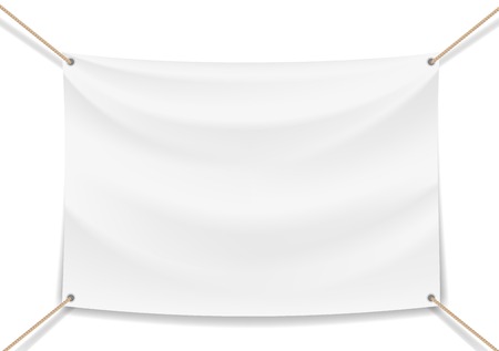 Vector image of a white banner with ropesのイラスト素材
