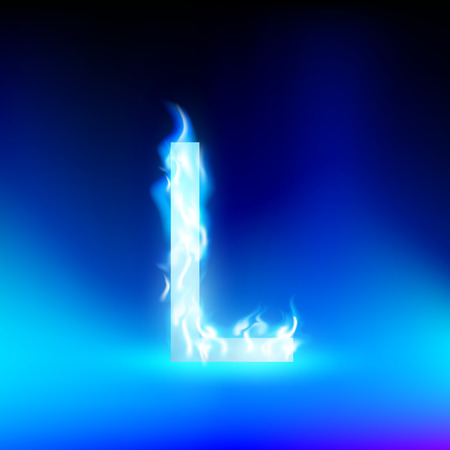 letter L with blue fireのイラスト素材