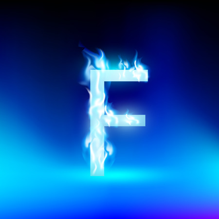 letter F with blue fireのイラスト素材