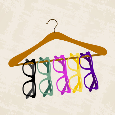 hipster glasses on a hanger for clothesのイラスト素材