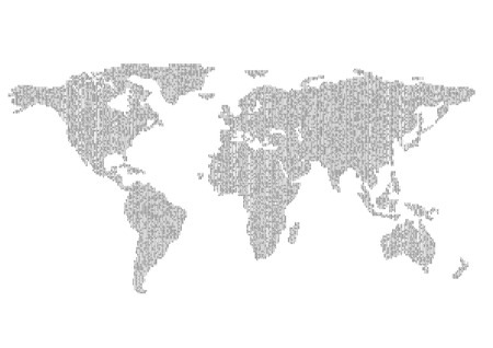 map of planet earth consisting of binary codeのイラスト素材