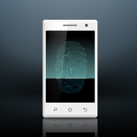 Smartphone with fingerprint on the screenのイラスト素材