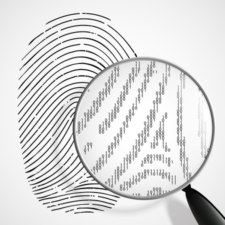 fingerprint and magnifying glassのイラスト素材