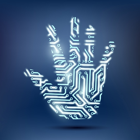 human hand in the form of a computer chipのイラスト素材