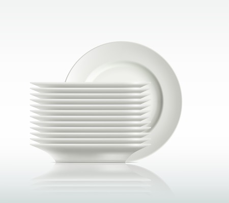 porcelain plates on a white backgroundのイラスト素材