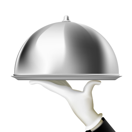 Restaurant cloche in hand the waiterのイラスト素材