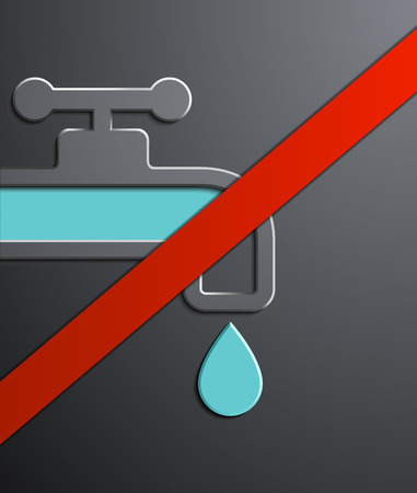 Strike out faucet with a drop of water. Flat graphicsのイラスト素材