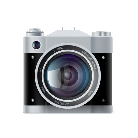 icon analog film camera isolated on white backgroundのイラスト素材