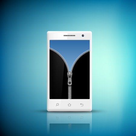 White Smartphone with zipper on the screenのイラスト素材