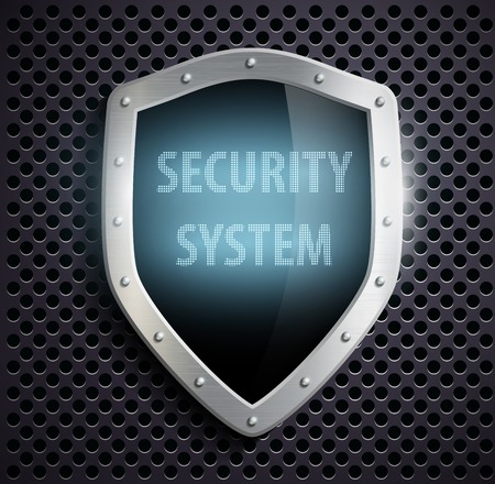 metal shield with the inscription security systemのイラスト素材