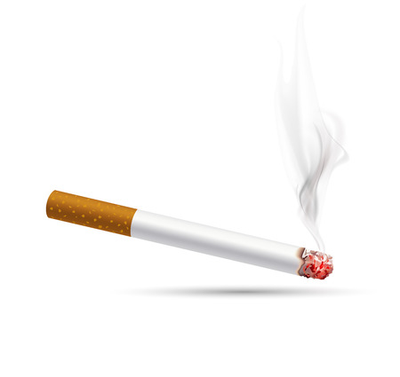 smoldering cigarette on a white backgroundのイラスト素材