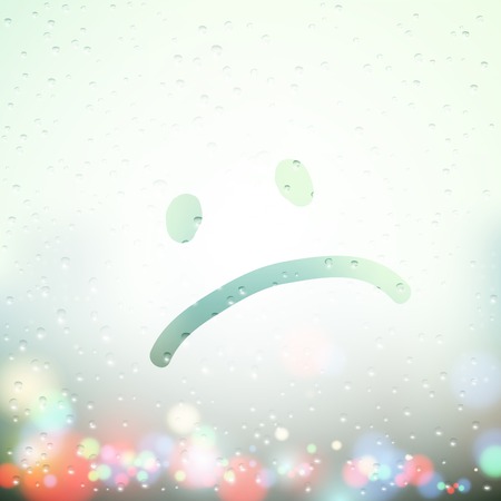 sad face painted on Sweaty Windowのイラスト素材