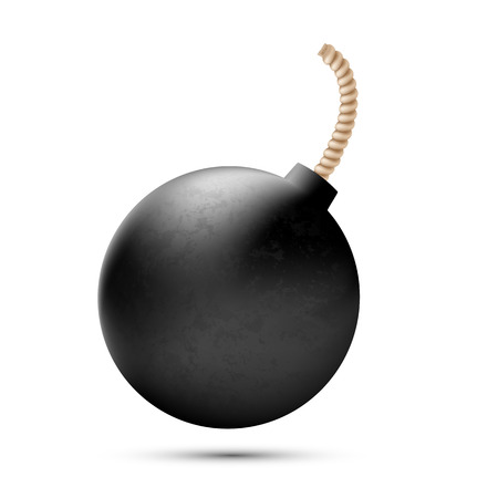 round bomb with a fuse isolated on white backgroundのイラスト素材