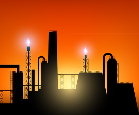 tube with a blue flame of gas on a sunset backgroundのイラスト素材