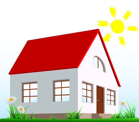 The house stands on the lawnのイラスト素材