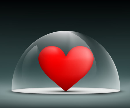 human heart under a glass domeのイラスト素材