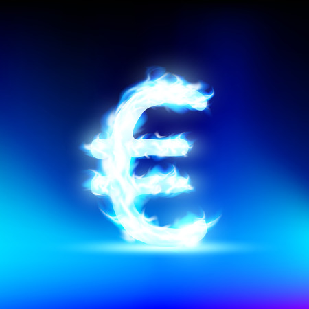 Euro sign burning blue flameのイラスト素材