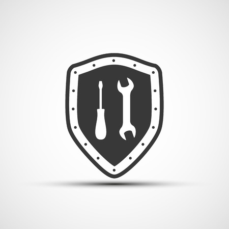 Vector shield icon with wrench and screwdriverのイラスト素材