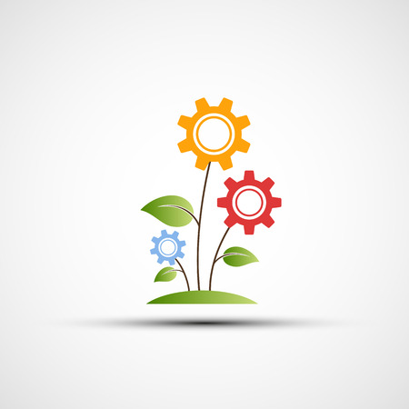 Vector flower icon in the form of gearsのイラスト素材