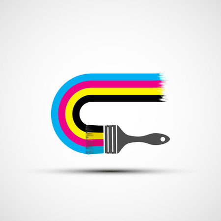 Vector icon cmyk rainbow and paint brushのイラスト素材