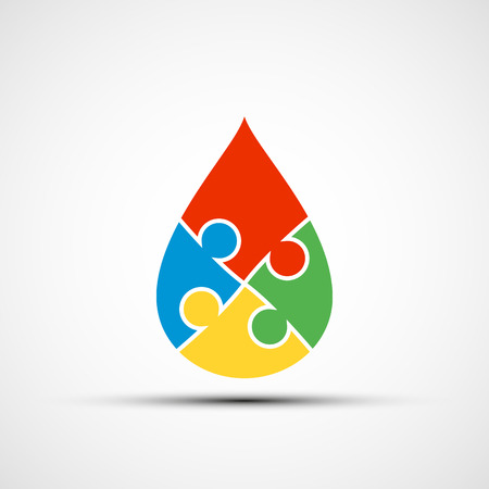 Drop consists of four parts of the puzzleのイラスト素材