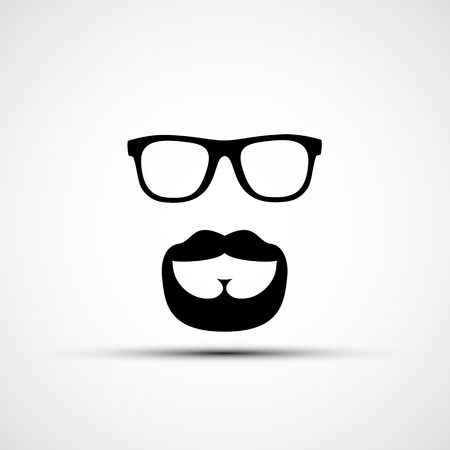 Vector illustration of glasses and a mustache with a beard isolated on white backgroundのイラスト素材