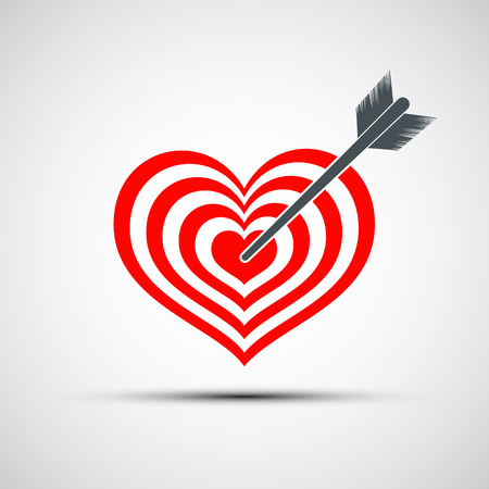 Vector heart icon as a target with an arrowのイラスト素材