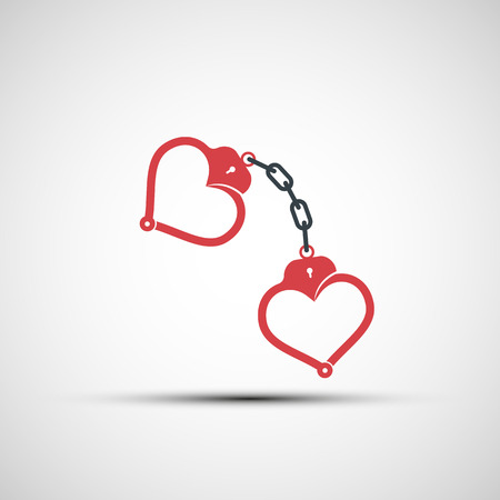 Vector icons of handcuffs in the form of heartのイラスト素材