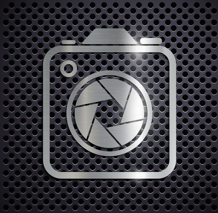Flat metallic icon camera. Vector image.のイラスト素材
